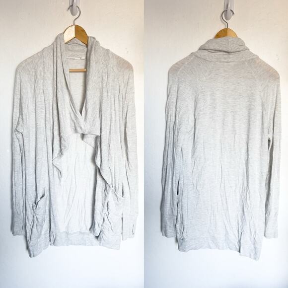Athleta Studio Wrap Open Jersey Cardigan Modal Magnetic Closure Small Gray - Picture 1 of 5